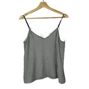 Banana Republic Navy Blue & White Horizontal Stripe Tank Top S